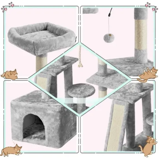 Yaheetech Multilevel Plush Cat Activity Tower with Dangling Balls image {3}