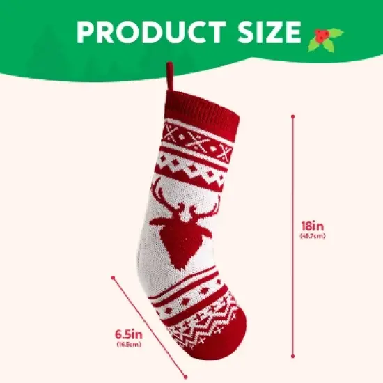 Joyfy 6 Pcs 18" Christmas Stockings, Large Rustic Yarn Xmas Knit Stockings for Christmas Party Holiday Decoration Tree Present Holders image {5}