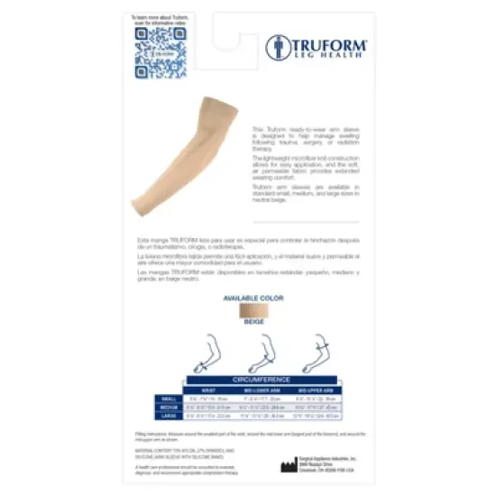 Truform Lymphedema Compression Arm Sleeve, 15-20 mmHg Post Mastectomy Support, Dot Top Grip Band image {4}