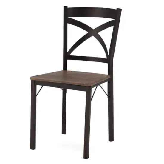 JOMEED 5 Piece Metal Frame Kitchen Dining Table and Chairs Set, Brown/Black image {3}