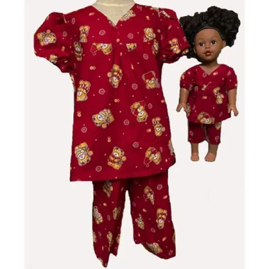 Doll Clothes Superstore Matching Girl And Doll Bear Print Pajamas image {1}
