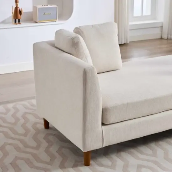 LOVMOR 77.95'' Wide Modern Double-Sided Upholstered Chaise Lounge Indoor, Chenille Fabric Sleeper Sofa Couch With 4 Throw Pillows, Rubberwood Legs image {12}