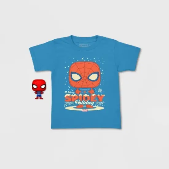 Kids' Marvel Spider-Man Holiday Short Sleeve Graphic T-Shirt - Blue/Red image {3}