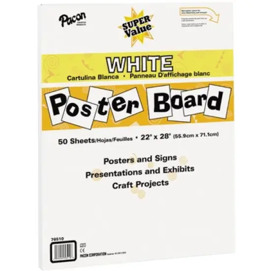 Pacon Super Value Poster Board, 22 x 28 Inches, White, Pack of 50 image {4}