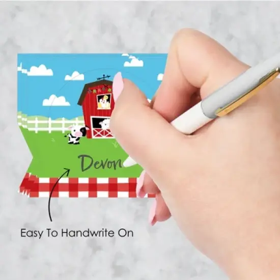 Big Dot of Happiness Farm Animals - Barnyard Baby Shower or Birthday Party Tent Buffet Card - Table Setting Name Place Cards - Set of 24 image {5}