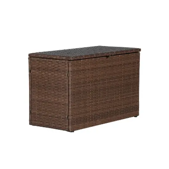 happimess Nino Modern Minimalist Outdoor Faux Wicker Deck and Patio Storage Box image {10}