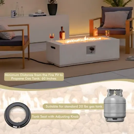 Costway 42'' Terrazzo Fire Pit Table 50,000 BTU Rectangle Propane Fire Pit with PVC Cover image {7}