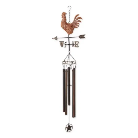 Zingz Home Iron Weathervane Wind Chime - 45X11.75X7 - Copper Rooster image {5}