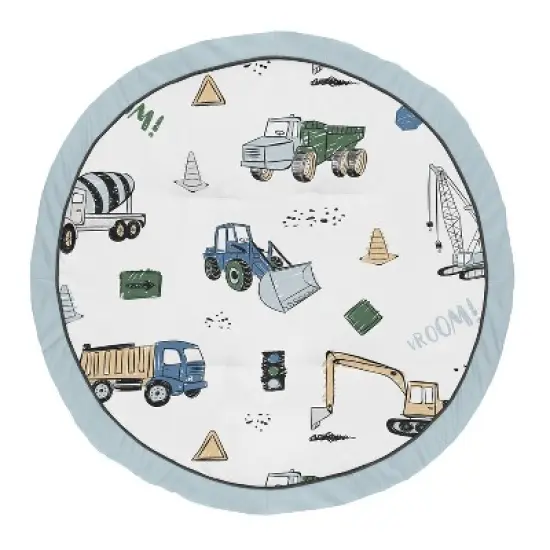 Sweet Jojo Designs Boy Baby Tummy Time Playmat Construction Truck Green Blue and Grey image {4}