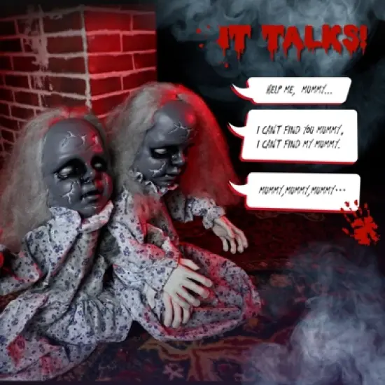 Slickblue Spooky 2.8 FT Halloween Prop with Motion Sensor, LED Eyes & Sounds for Outdoor Decorations image {2}