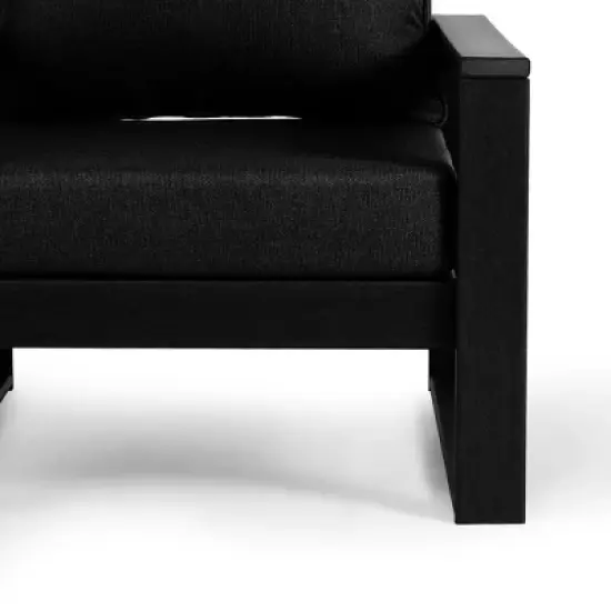 WestinTrends Montara Outdoor HDPE All-Weather Modern Patio Loveseat with Waterproof Cushions image {9}