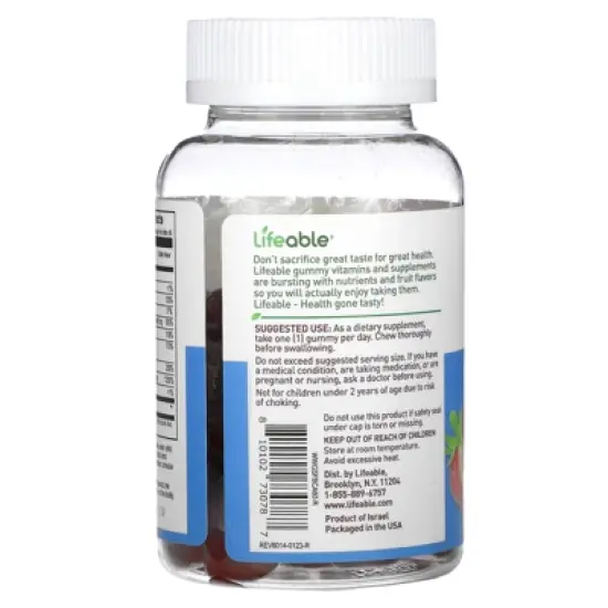 Lifeable B Complex + Vitamin C Gummies, Sugar Free, Natural Strawberry, 60 Gummies image {2}