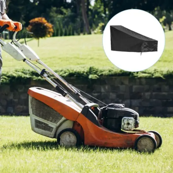 Unique Bargains Oxford Cloth Waterproof Push Lawn Mower Cover 75.2 x 16.19 x 39.37 Inch Black 1 Pc image {4}