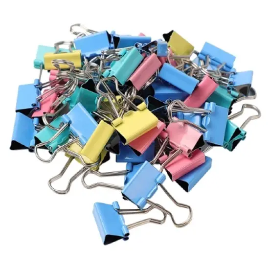 Unique Bargains Office Paper Document Metal Bookbinding Clamp Binder Clips Pink/Teal/Blue/Yellow 60 Pcs image {6}