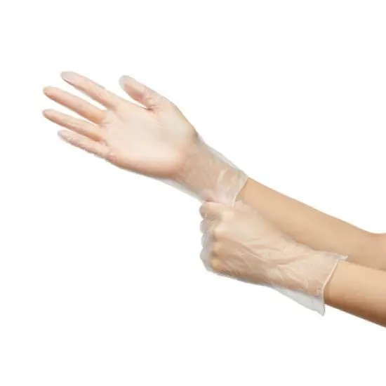 McKesson Confiderm Disposable Vinyl Exam Glove Standard Cuff Length SMALL image {4}