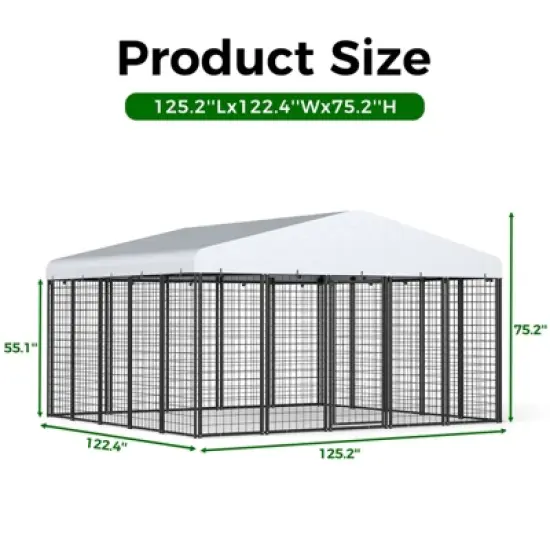 XBRIGH Large, medium and small black square dog crate for outdoor and lawn use with UV cover for outdoor backyard farms image {1}