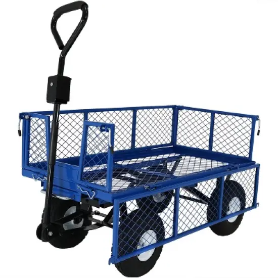 Sunnydaze Outdoor Lawn and Garden Heavy-Duty Durable Steel Mesh Utility Dump Wagon Cart with Removable Sides image {7}