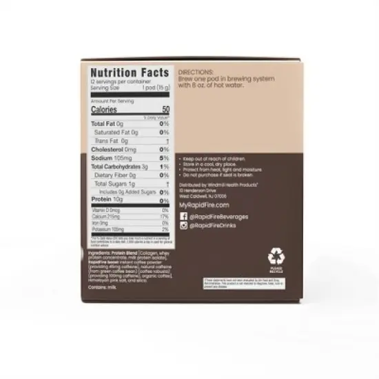 Rapid Fire Protein Medium Roast Coffee Pods Original- 12ct image {1}