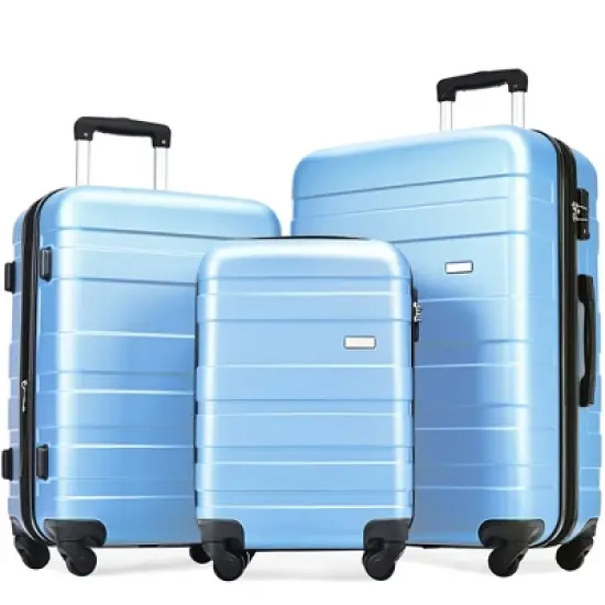 3 PCS Expandable ABS Hard Shell Luggage Set with Spinner Wheels and TSA Lock - ModernLuxe image {19}