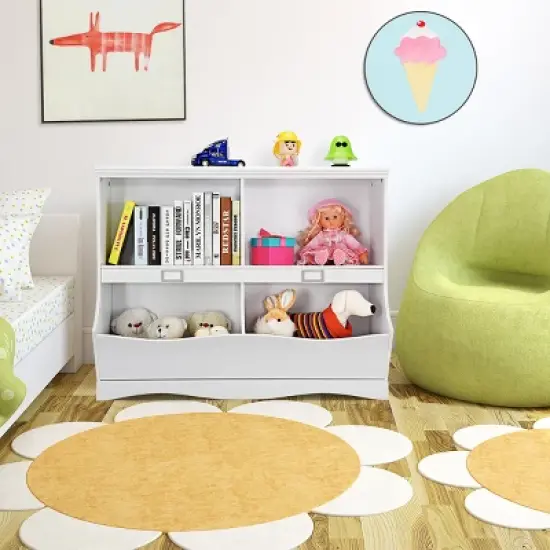 Tangkula Multi-Bin Kids Toy Storage Organizer Toy Display Shelf Bookcase image {1}