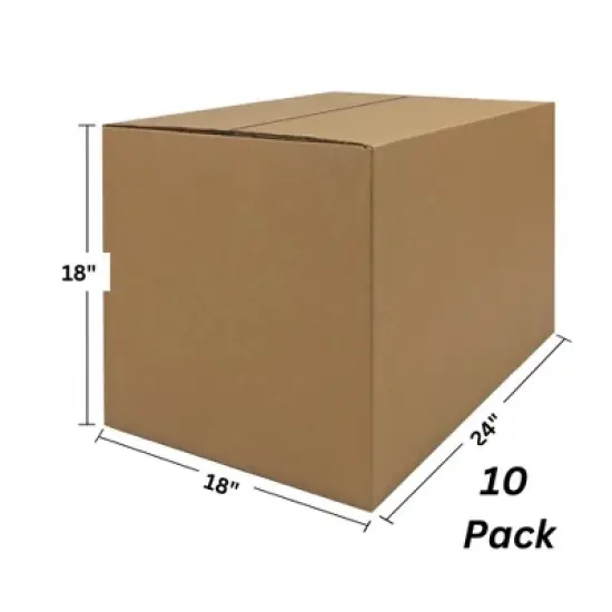 UOFFICE Pack of 10 Corrugated Boxes - 24" x 18" x 18" Cardboard Shipping Box Moving Cartons image {1}