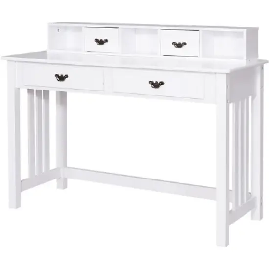 Costway Writing Desk Mission White Home Office Computer Desk 4 Drawer image {7}