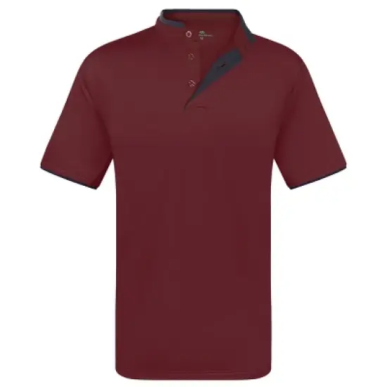 Men's Short Sleeve Henley Polo Shirt with Contrast-Trim image {5}