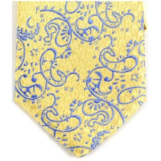 TheDapperTie Men's Gold And Royal Blue Paisley 2.25 Inch Wide And 58 Inch Long Slim Necktie image {2}