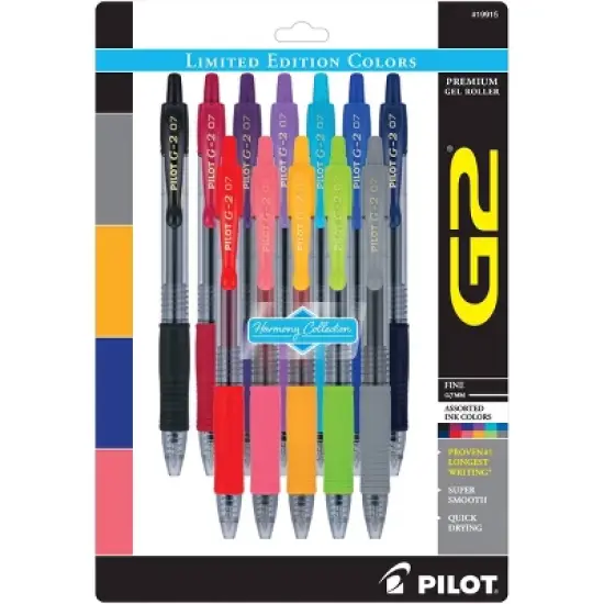 Pilot 12pk G2 Limited Edition Harmony Collection Gel Pens Fine Point 0.7mm Assorted Inks image {6}