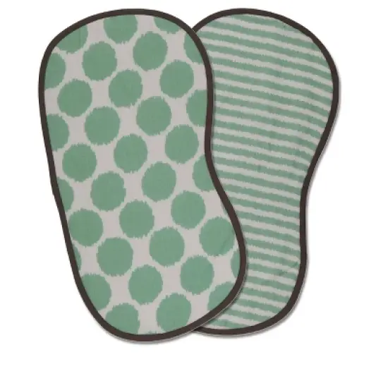Bacati - Ikat Mint/Gray Dots/Stripes Muslin 4 pc set of Bibs & Burp Cloths Set image {2}
