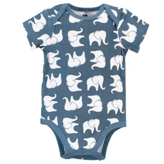 Hudson Baby Infant Boy Cotton Bodysuits 3pk, Blue Elephant image {2}