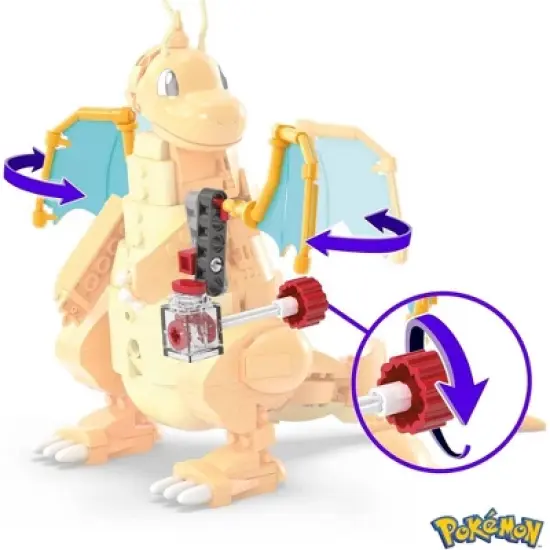 MEGA Pokemon Dragonite Figure with Motion Building Set (388 pc) image {1}