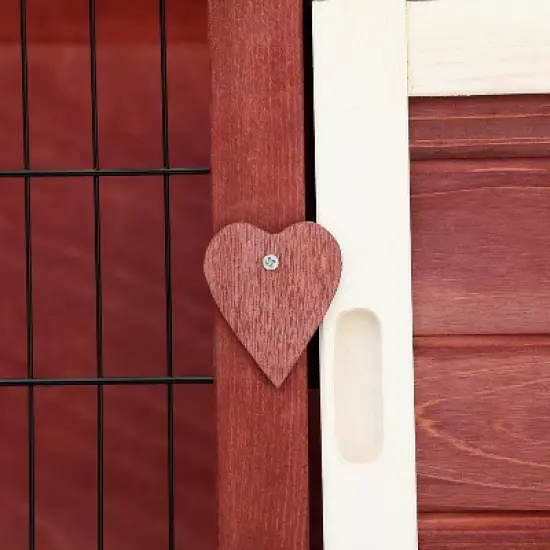 PawHut 54" 2-Story Rabbit Hutch Bunny Cage With Openable Roof, No Leak Tray and Fun Enclosed Run, Indoor/Outdoor image {4}