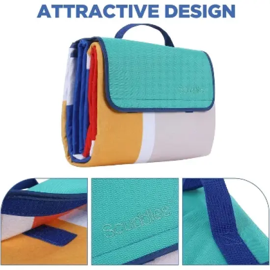SCUDDLES Picnic Blanket Extra Large, 3-Layer Waterproof, Carry Strap - SCPRGM image {6}
