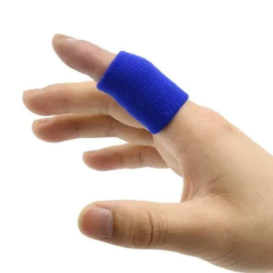 Unique Bargains 10pcs Blue Cotton Stretch Sport Anti-dislocation Protector Finger Sleeve Support image {1}