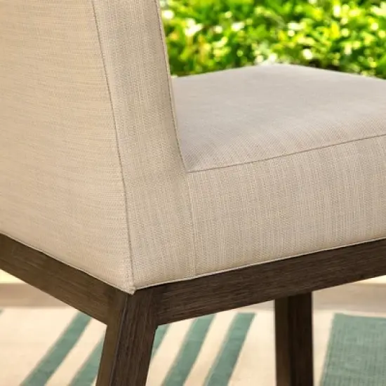 Captiva Designs 7pc Patio Dining Set Wood-look Rectangle Table & Cushioned Metal Chairs image {14}