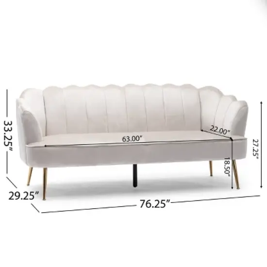 Reitz Modern Glam Velvet Channel Stitch 3 Seater Shell Sofa - Christopher Knight Home image {8}