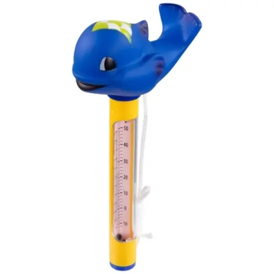 Northlight 9" Blue Whale Floating Swimming Pool Thermometer with Cord image {5}