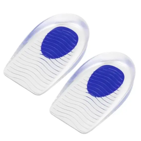 Unique Bargains Silicone Heel Support Cup Pads Orthotic Insole Plantar Care Heel Pads Ripple Pattern Size 33-39 2Pcs image {6}