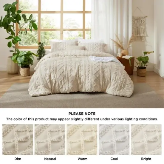 Tufted Boho Comforter Set Bed Set GentleSoft Farmhouse Shabby Chic Embroidery Bedding image {7}