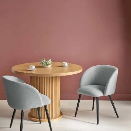 Set of 2 Upholstered Barrel Back Dining Chairs with Metal Base Dining Chair Gray - Room Essentials&trade; image {1}