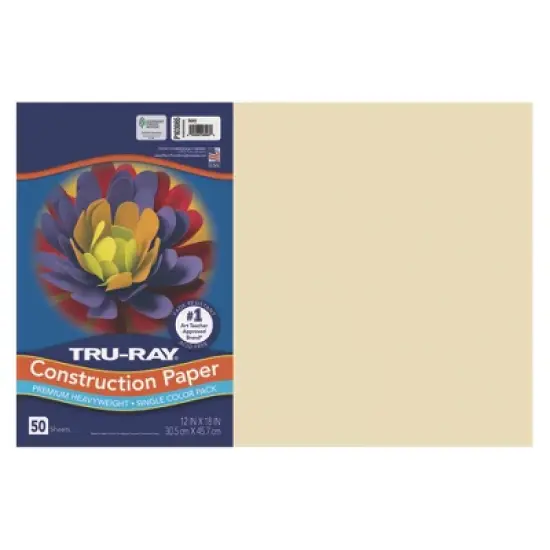 Tru-Ray&reg; Construction Paper, Heavyweight, Ivory, 12" x 18", 50 Sheets image {3}