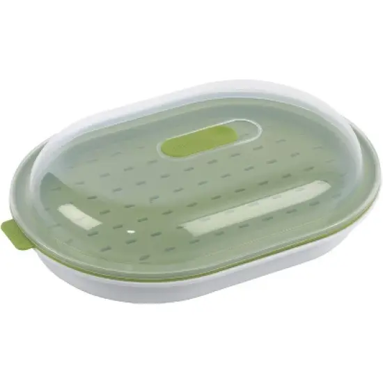 GoodCook BPA-Free Plastic Microwave Vegetable and Fish Steamer, Green,Green image {7}