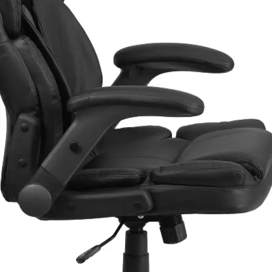 Flash Furniture Hansel Extreme Comfort High Back Black LeatherSoft Executive Swivel Ergonomic Office Chair with Flip-Up Arms image {5}