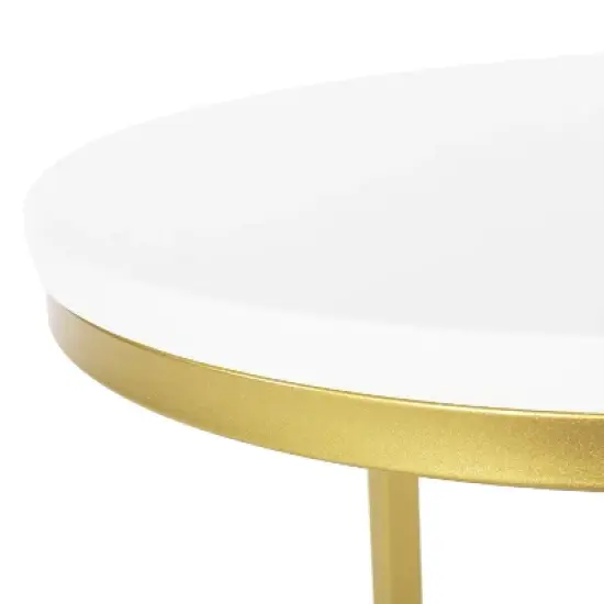 Ingersol Modern Glam C Shaped End Table White/Gold - Christopher Knight Home image {6}