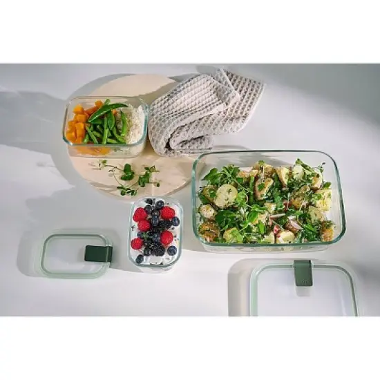 MEPAL 76oz Easyclip Rectangular Glass Storage Box with Lid Nordic Sage image {4}