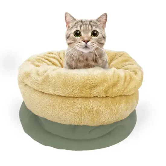 GOOPAWS 4 in 1 Self Warming Burrow Cat Bed Sleeping Cave image {4}