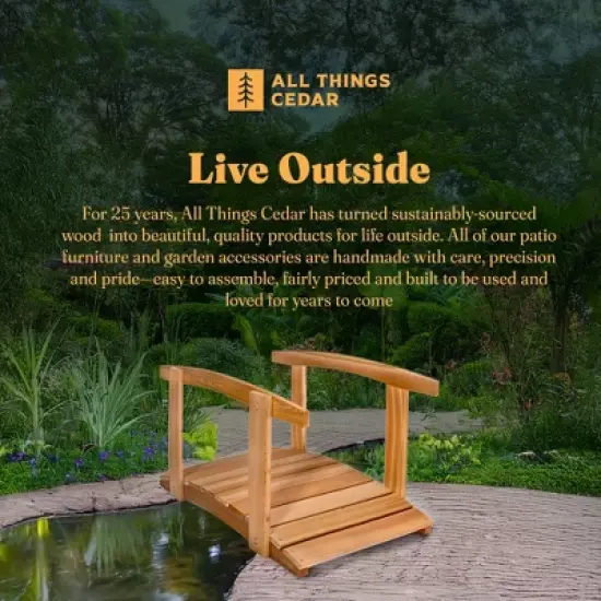 All Things Cedar Wooden Bridge, Outdoor Garden Handcrafted Walkway with Side Rails for Backyards, Streams, or Pond image {4}