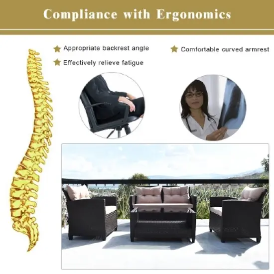 Tangkula 8pcs Outdoor Rattan Sectional Sofa Set w/Cushion Armrest Patio image {5}