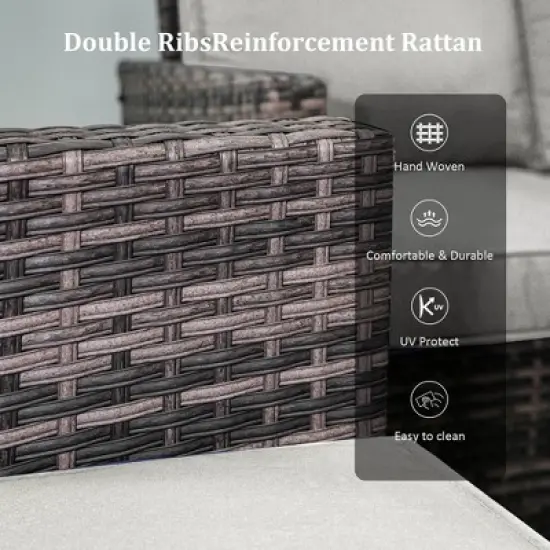 Decksplore 6-Piece All-Weather Wicker Patio Furniture Set & Coffee Table Outdoor Conversation Set with Cushions for Garden, Deck image {11}